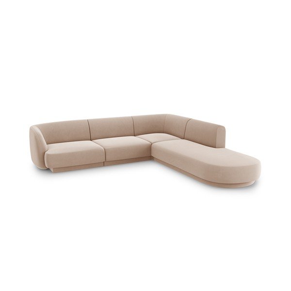 Kampinė sofa smėlio spalvos iš velveto (su dešiniuoju kampu) Miley  – Micadoni Home-image-3