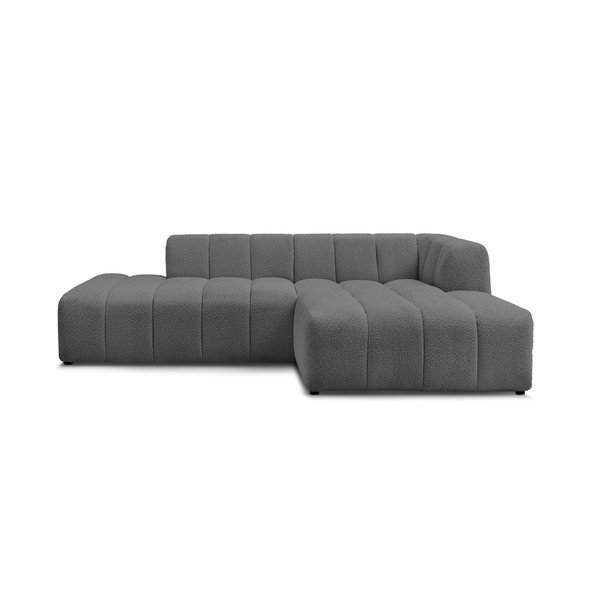 Tamsiai pilkos spalvos iš boucle kampinė sofa (su dešiniuoju kampu/su gultu) Annecy – Bobochic Paris