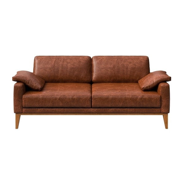 Ruda odinė sofa MESONICA Musso, 173 cm