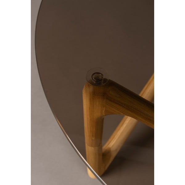 Apvalios formos kavos staliukas natūralios spalvos su stikliniu stalviršiu ø 80 cm Naia – Dutchbone-image-2