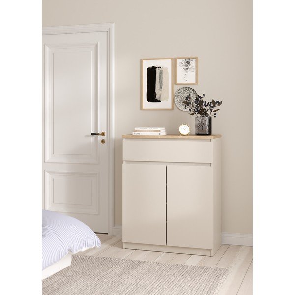Kreminės spalvos šoninė spintelė 80x100x40 cm Naia – Tvilum-image-1