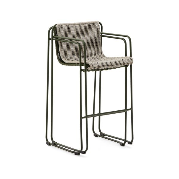 Žalios spalvos metalinė sodo baro taburetė Maurina – Kave Home-image-3