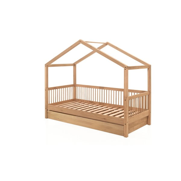 Naminė/ištraukiama iš ąžuolo masyvo vaikiška lova natūralios spalvos 90x200 cm Forrest – Vipack