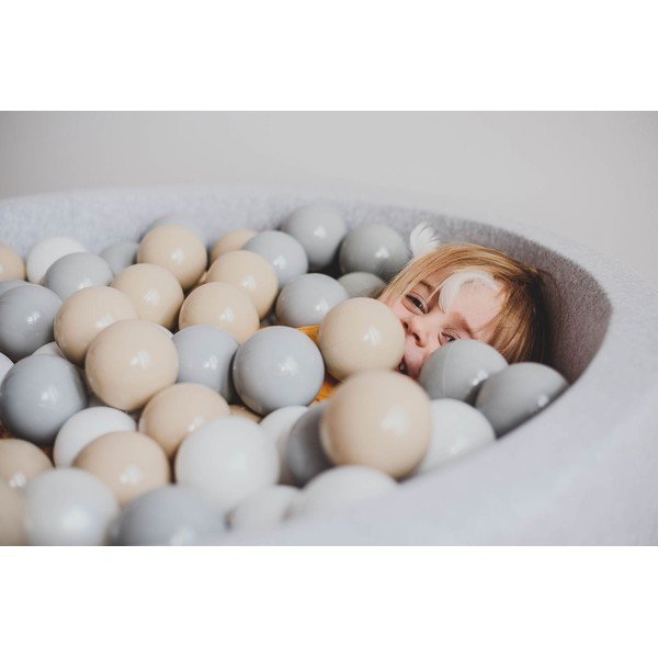 Pilkos spalvos iš tekstilės pripučiamų kamuoliukų baseinas ø 90 cm aukštis 30 cm Montessori – Meowbaby-image-3