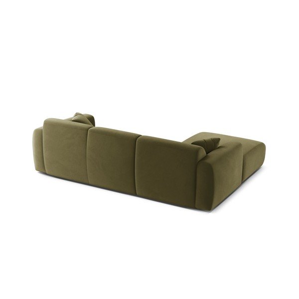 Khaki spalvos kampinė sofa iš velveto (su kairiuoju kampu/su gultu) Molino – Micadoni -image-3