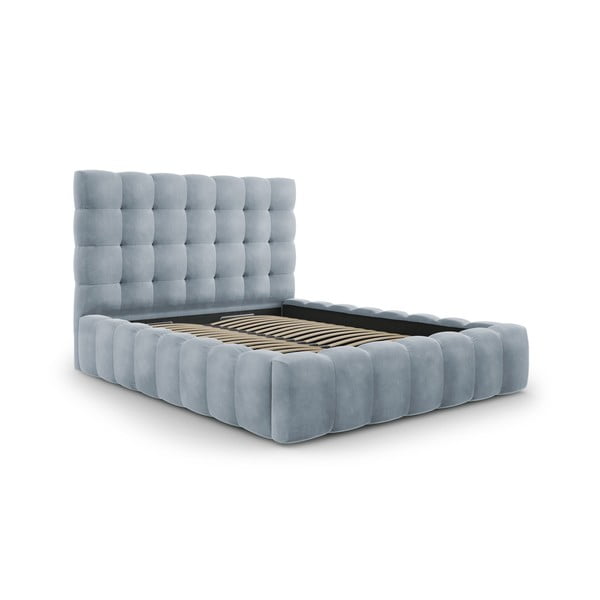 Dvigulė lova šviesiai mėlynos spalvos audiniu dengta su sandėliavimo vieta su lovos grotelėmis 160x200 cm Bali – Cosmopolitan Design