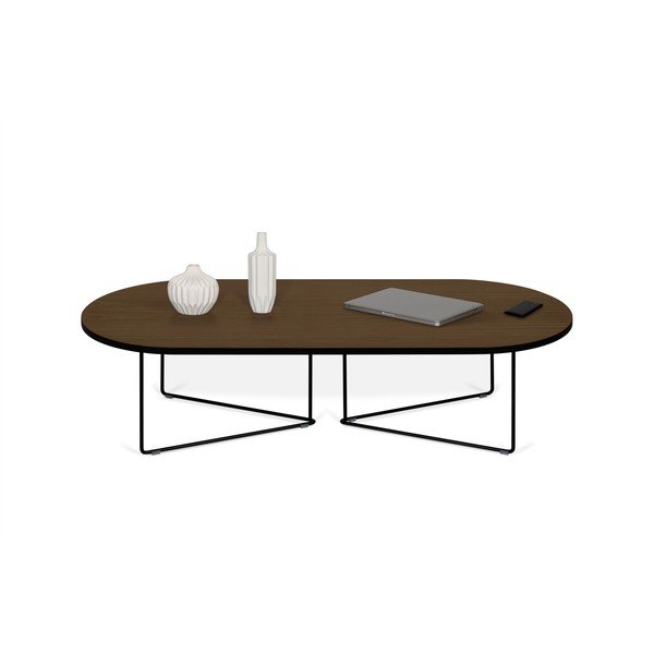 Žurnalinis staliukas su riešutmedžio stalviršiu 136x60 cm - TemaHome Oval-image-3