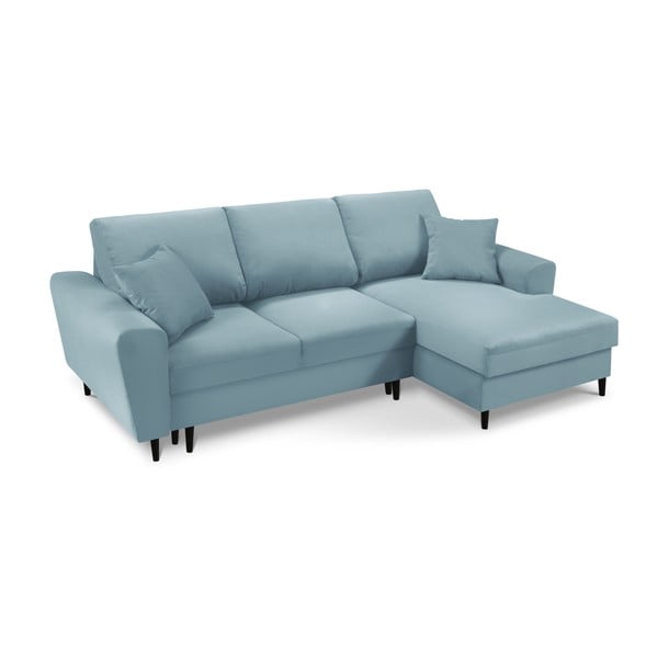 Šviesiai mėlynos spalvos iš kordinio velveto sulankstoma/su sandėliavimo vieta kampinė sofa (su dešiniuoju kampu/su gultu) Kyoto – Cosmopolitan Design-image-1