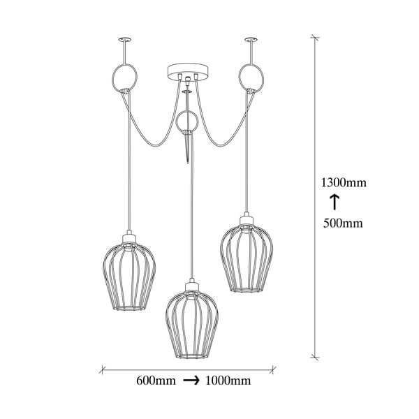 Juodas pakabinamas šviestuvas su 3 lemputėms Opviq lights Tel Chain-image-3