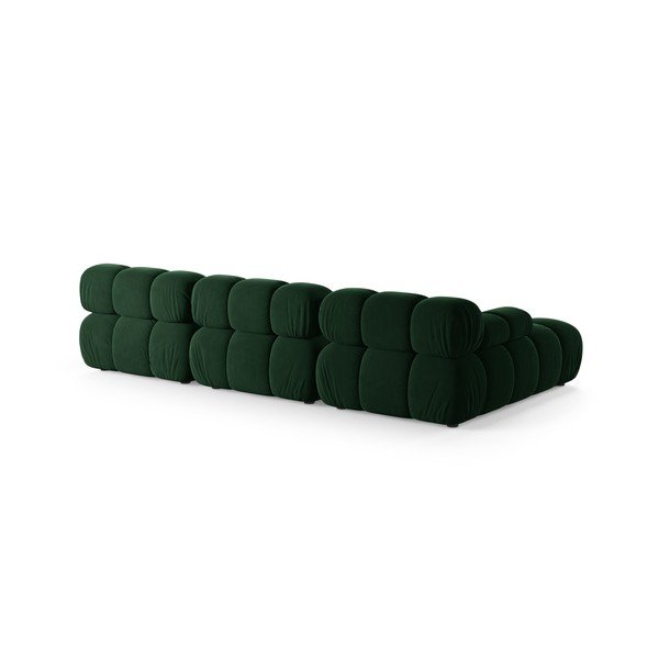 Tamsiai žalios spalvos modulinė kampinė sofa iš velveto (su kairiuoju kampu/su gultu) – Micadoni -image-3
