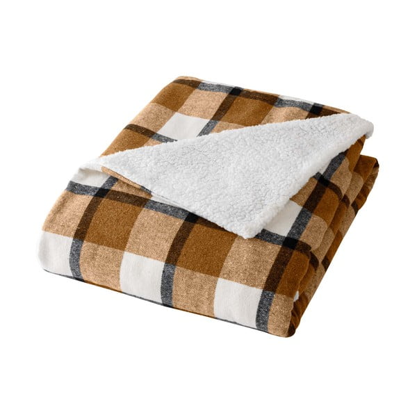 Rudos spalvos iš sherpa vilnos antklodė ir pledas 125x150 cm Ecossais – douceur d'intérieur