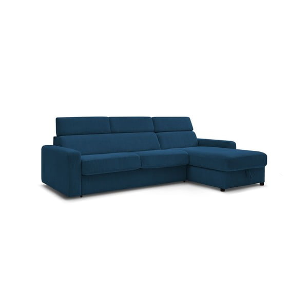 Iš kordinio velveto sulankstoma kampinė sofa tamsiai mėlynos spalvos (kintama) Monaco – Bobochic Paris-image-3