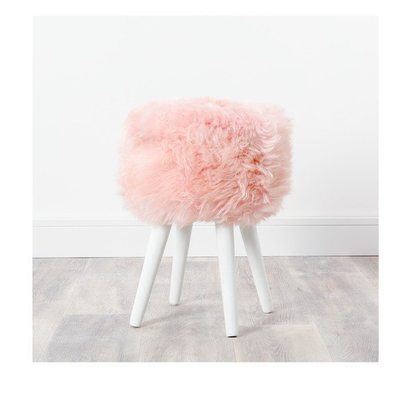 Kėdė su rausva avikailio sėdyne Native Natural White, ⌀ 30 cm-image-2