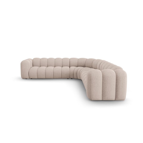Smėlio spalvos iš šenilinio audinio modulinė kampinė sofa Lupine – Micadoni -image-2