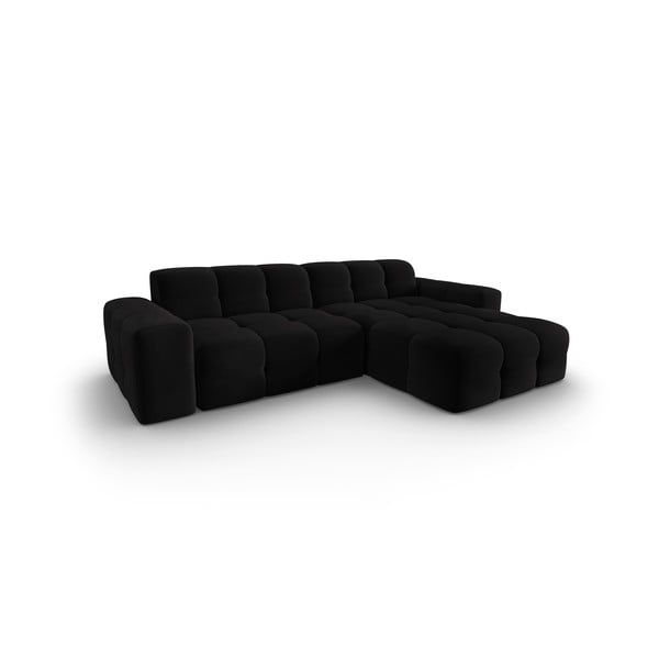 Juodo aksomo kampinė sofa (dešinysis kampas) Kendal - Micadoni Home-image-3