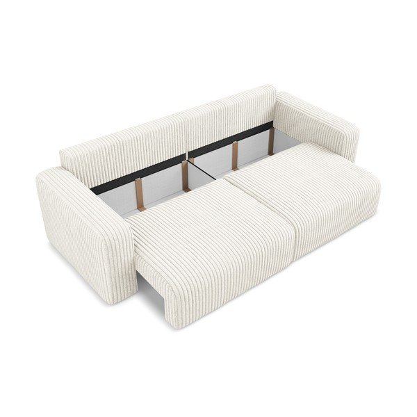 Kreminės spalvos sulankstoma/su sandėliavimo vieta sofa iš kordinio velveto 252 cm Kona – Makamii-image-4