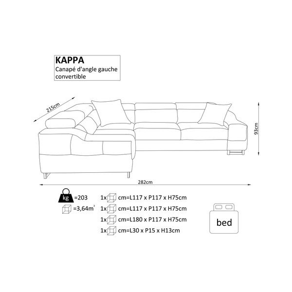 Juoda kampinė sofa-lova "Windsor & Co. Sofos "Kappa", kairysis kampas-image-3