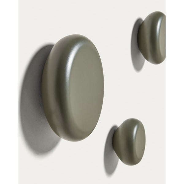 Sieniniai pilkai žalios spalvos iš medienos kabliai 3 vnt. Nadue – Kave Home-image-1