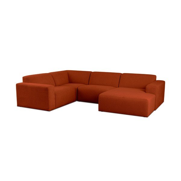Iš boucle kampinė sofa raudonos plytų spalvos („U“ formos) Roxy – Scandic-image-1