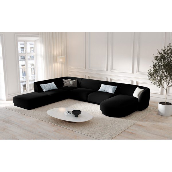 Juodo aksomo kampinė sofa (kairysis kampas) Miley - Micadoni Home-image-1