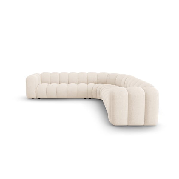 Kreminės spalvos iš šenilinio audinio modulinė kampinė sofa Lupine – Micadoni -image-2