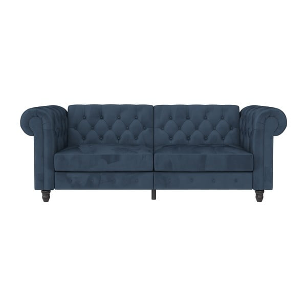 Iš velveto sulankstoma sofa tamsiai mėlynos spalvos 236 cm Felix – Støraa