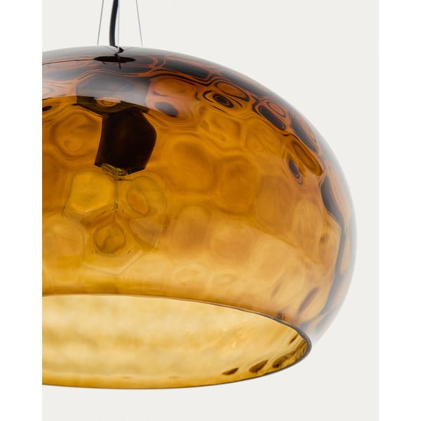 Gintarinės spalvos iš stiklo kabantis šviestuvas ø 40 cm su stiklo gaubtu Balma – Kave Home-image-2