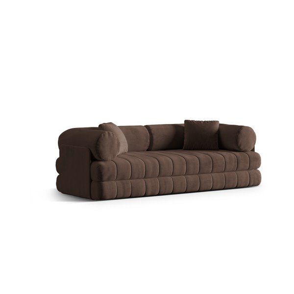 Rudos spalvos iš velveto sulankstoma sofa 206 cm Kemi – Cosmopolitan Design-image-2