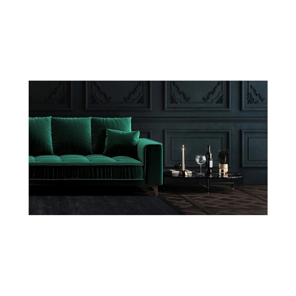 Tamsiai žalia aksominė kampinė sofa Devichy Chloe, dešinysis kampas, 288 cm-image-3