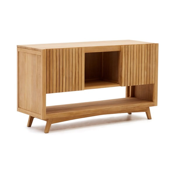Žema spintelė po kriaukle iš tikmedžio masyvo natūralios spalvos 140x80 cm Kuveni – Kave Home-image-2