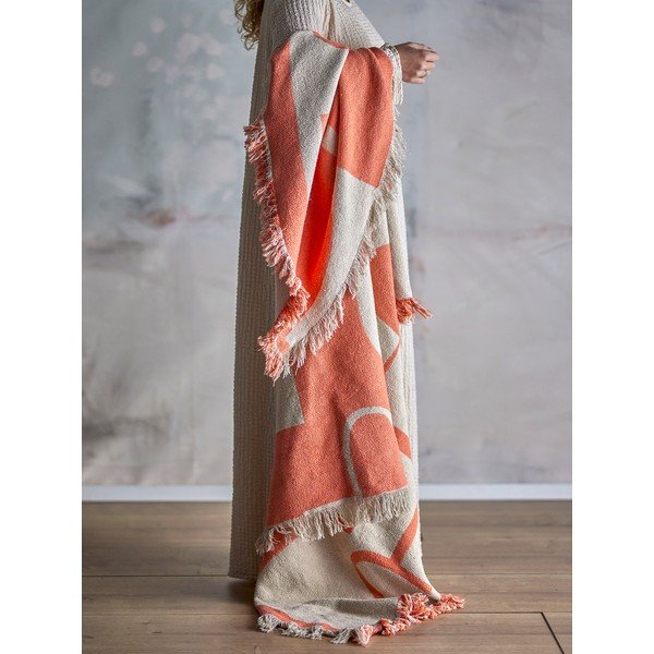 Antklodė ir pledas oranžinės spalvos 130x160 cm Caya – Bloomingville-image-1