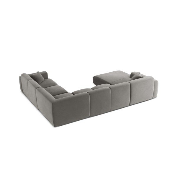 Pilkos spalvos kampinė sofa iš velveto („U“ formos) Molino – Micadoni -image-2
