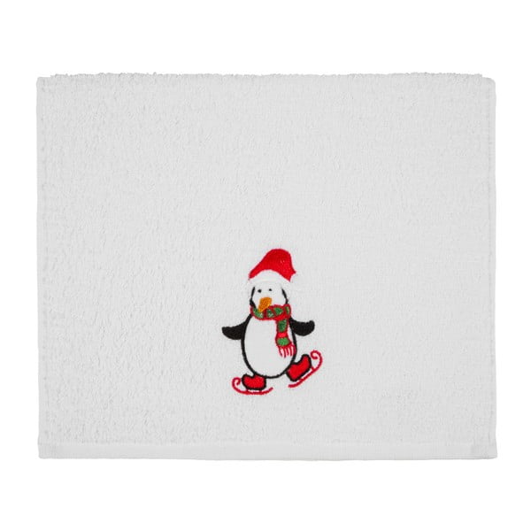Kalėdinis pingvinas Baltas vonios rankšluostis, 30 x 50 cm