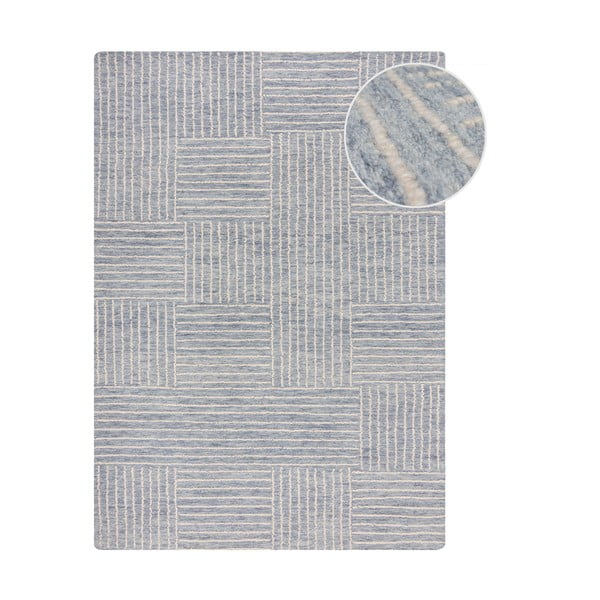 Rankų darbo iš vilnos kilimas šviesiai mėlynos spalvos 120x170 cm Memphis Wool – Flair Rugs