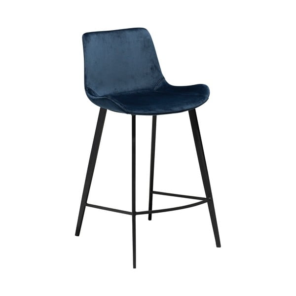 Tamsiai mėlyna baro kėdė DAN-FORM Denmark Hype Velvet, aukštis 91 cm