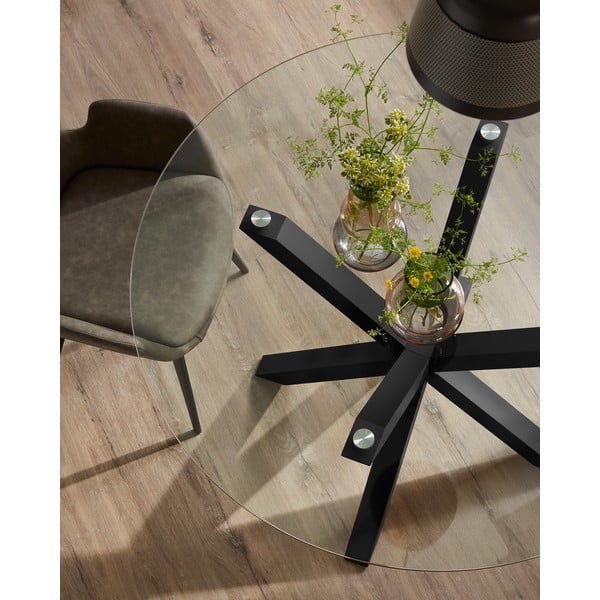 Apvalus valgomojo stalas su stikliniu stalviršiu Kave Home, ø 119 cm-image-2