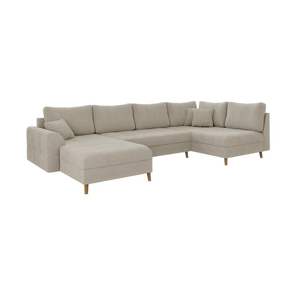 Smėlio spalvos iš boucle kampinė sofa (su kairiuoju kampu/„U“ formos) Ariella – Ropez