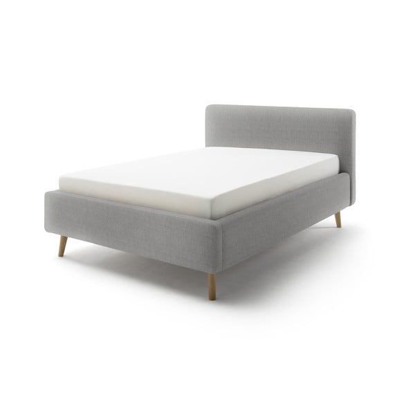 Dvigulė lova pilkos spalvos audiniu dengta su sandėliavimo vieta su lovos grotelėmis 140x200 cm Mattis – Meise Möbel