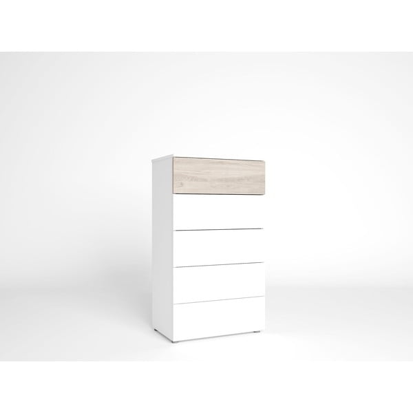 Balta aukšta ąžuolinė komoda 62x111 cm Sahara - Marckeric-image-2