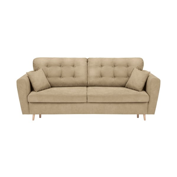 Smėlio spalvos trivietė sofa-lova su saugykla "Cosmopolitan Design Grenoble