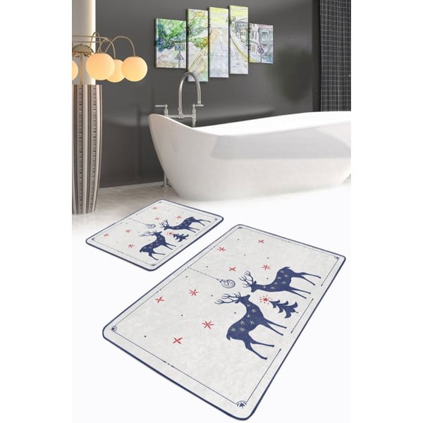 Vonios kilimėliai kreminės spalvos 2 vnt. 60x100 cm – Mila Home-image-3