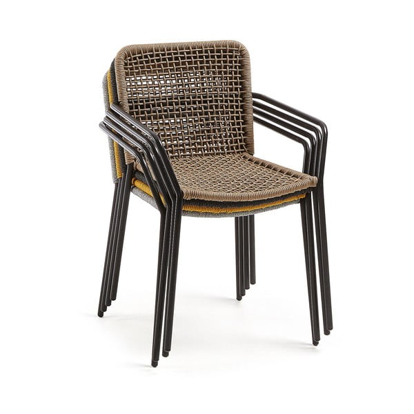 Smėlio spalvos sodo kėdė su plienine konstrukcija Kave Home Bomer-image-4