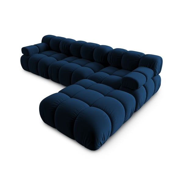 Kampinė sofa mėlynos spalvos iš velveto Bellis – Micadoni Home-image-4