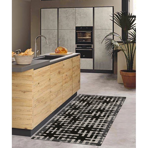 Skalbiamas kilimas juodos spalvos 55x115 cm Dama Nero – Floorita-image-1