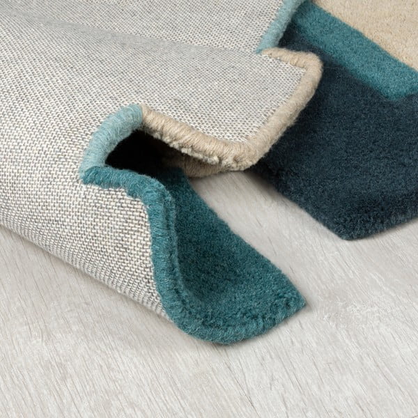 Iš vilnos kilimas mėlynos spalvos/smėlio spalvos 60x230 cm Abstract Collage – Flair Rugs-image-3