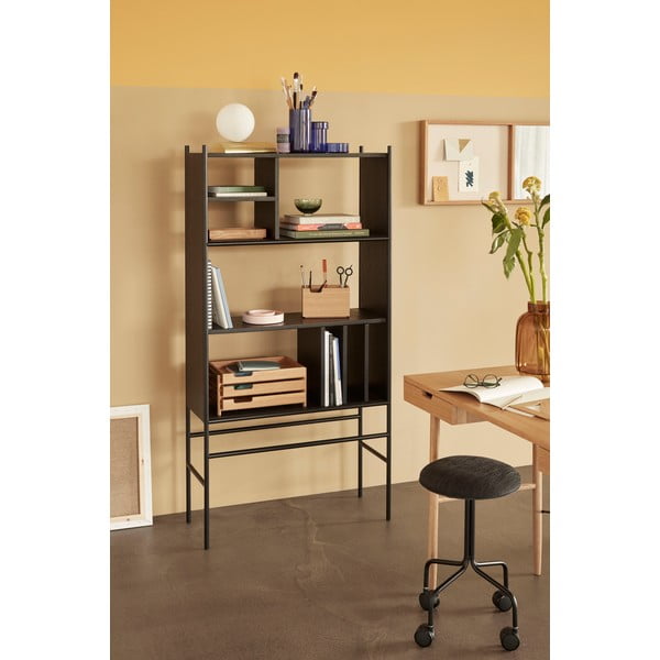 Juodos spalvos uosio medienos knygų spinta Hübsch Divide, 79 x 160 cm-image-1