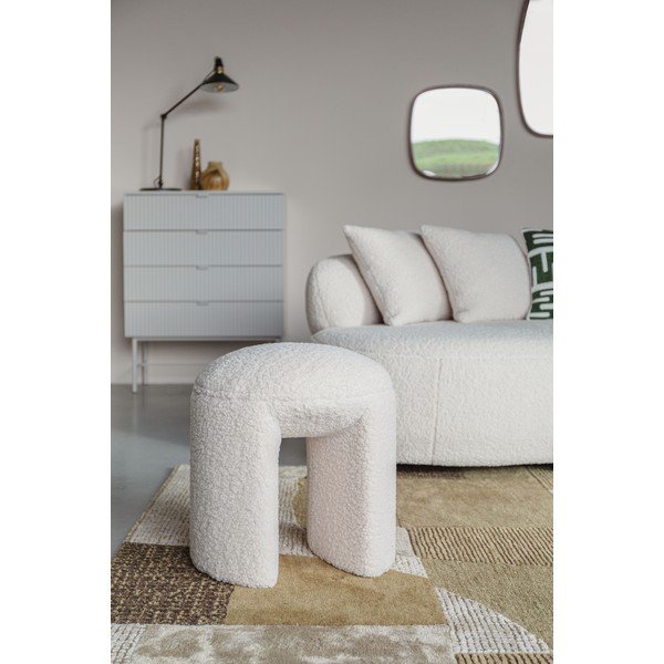 Kreminės spalvos iš audinio taburetė Noxx – White Label-image-1