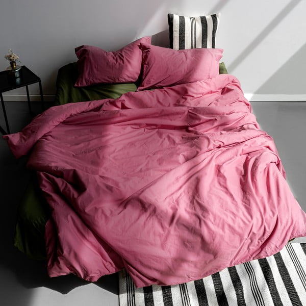 Dvigulis antklodės užvalkalas iš medvilnės tamsiai rožinės spalvos 200x200 cm Basic – Happy Friday