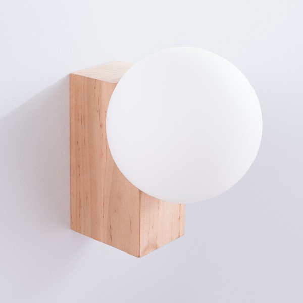 Baltos spalvos/natūralios spalvos iš medienos masyvo sieninė lempa ø 12 cm Solum – Sollux-image-4