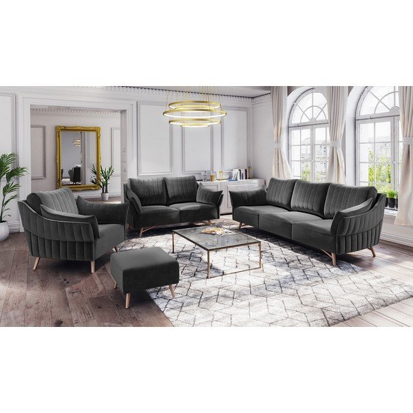 Tamsiai pilka aksominė sofa Interieurs 86 Elysée, 232 cm-image-1